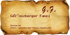 Günszberger Fanni névjegykártya